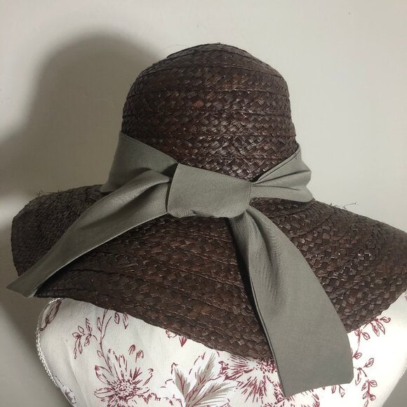 Livity Outernational Brown Woven Straw Hat w/ Olive Ribbon – Boutique Fall & Hol main image 2